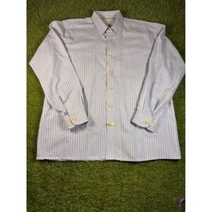 Cambridge Gold Men's Striped Dress Shirt Long Sleeve Button Down Collar Size 44